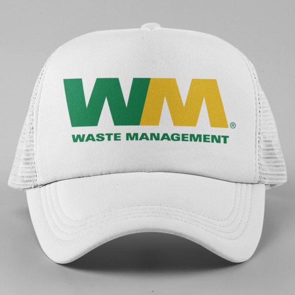NEW Waste Management WM Foam Trucker Mesh Snapback Hat WHITE